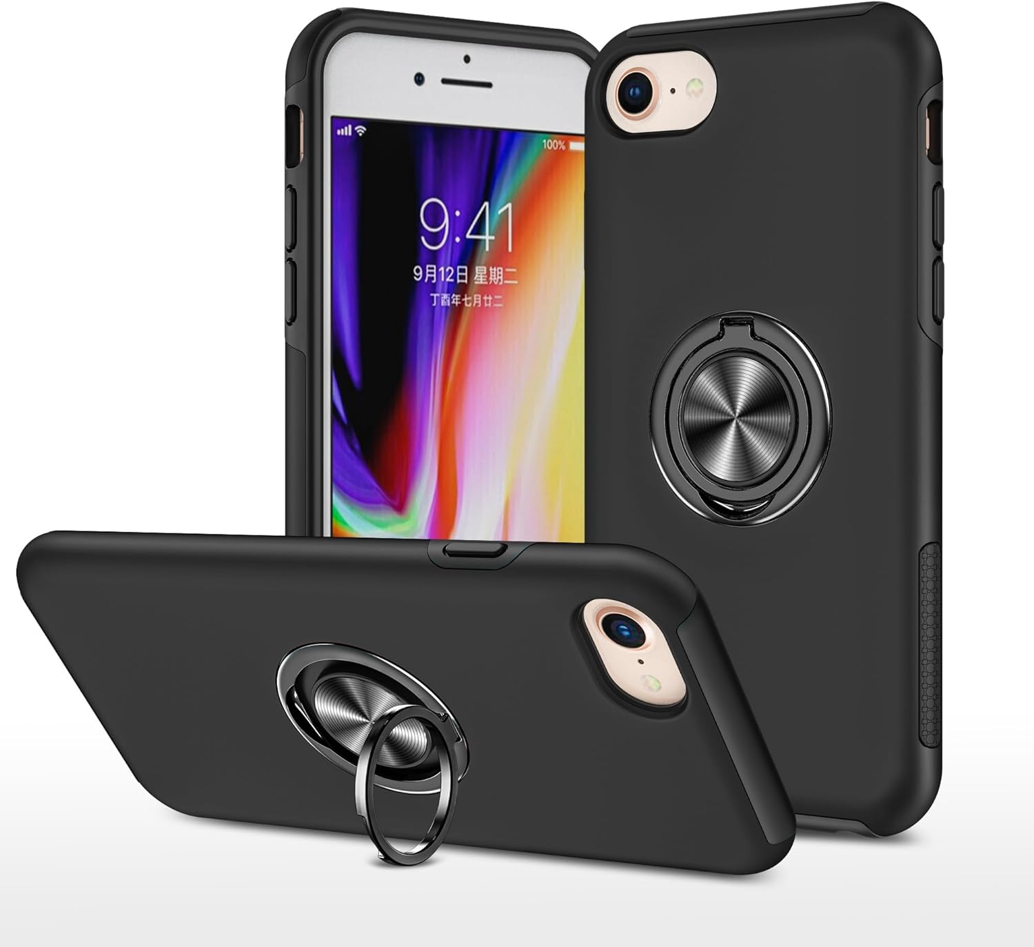 Étui hybride magnétique avec anneau invisible pour iPhone 7 Plus / 8 Plus Étui hybride magnétique avec anneau invisible pour iPhone 7 Plus / 8 Plus
